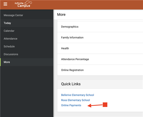 Online payments in infinite campus